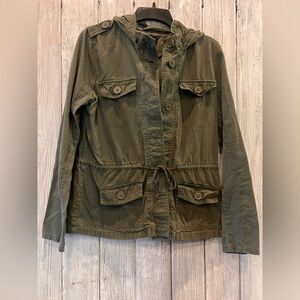 Miss London Olive Green Hooded Jacket